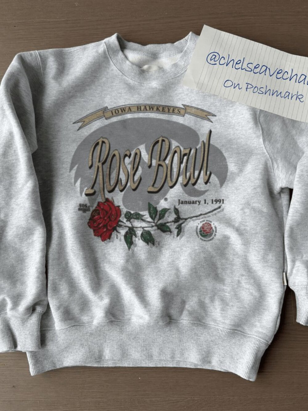 Vintage University of Iowa Hawkeyes Rose Bowl 1991 Sweatshirt, NCAA Football Tee